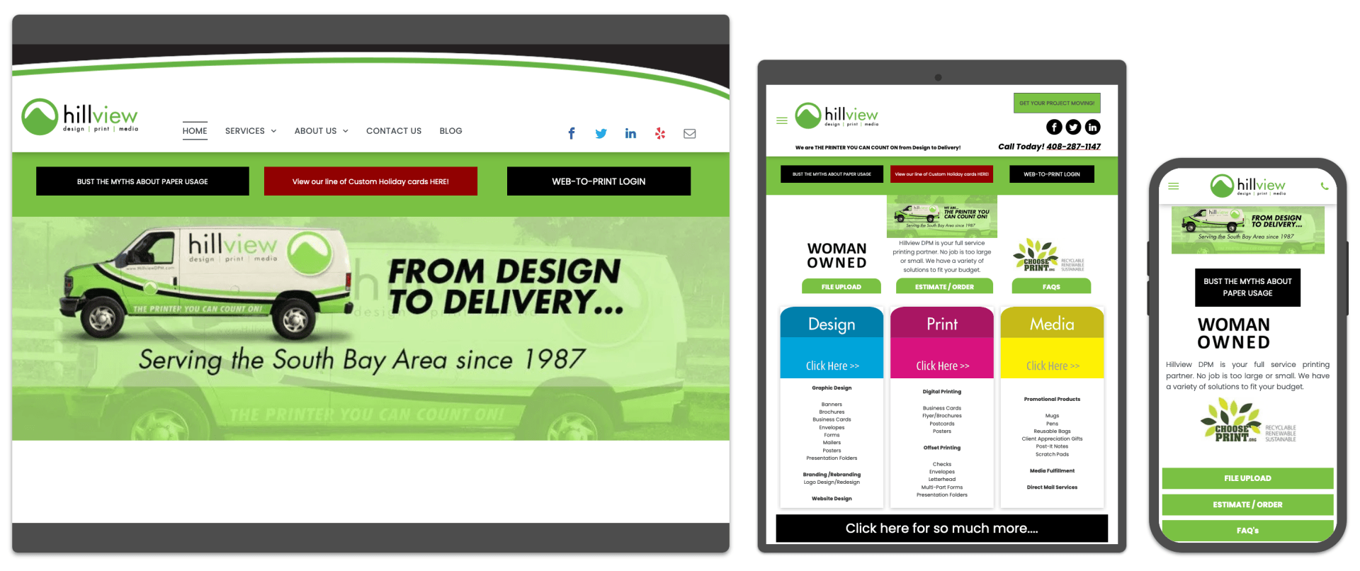 A website that says from design to delivery on it