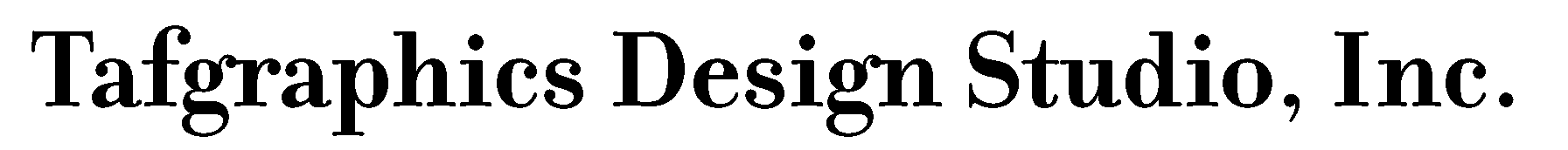 A black and white logo for Tafgraphics Design Studio inc.