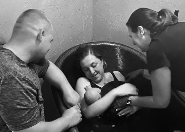 mother and baby after home birth - Heavenly Hands Birthing Center - Rockwall TX