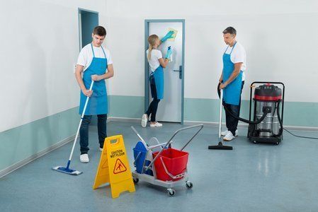 Janitors Cleaning Corridor - Commercial Cleaning Services in DE Janitors Cleaning Corridor - Commercial Cleaning Services in DE