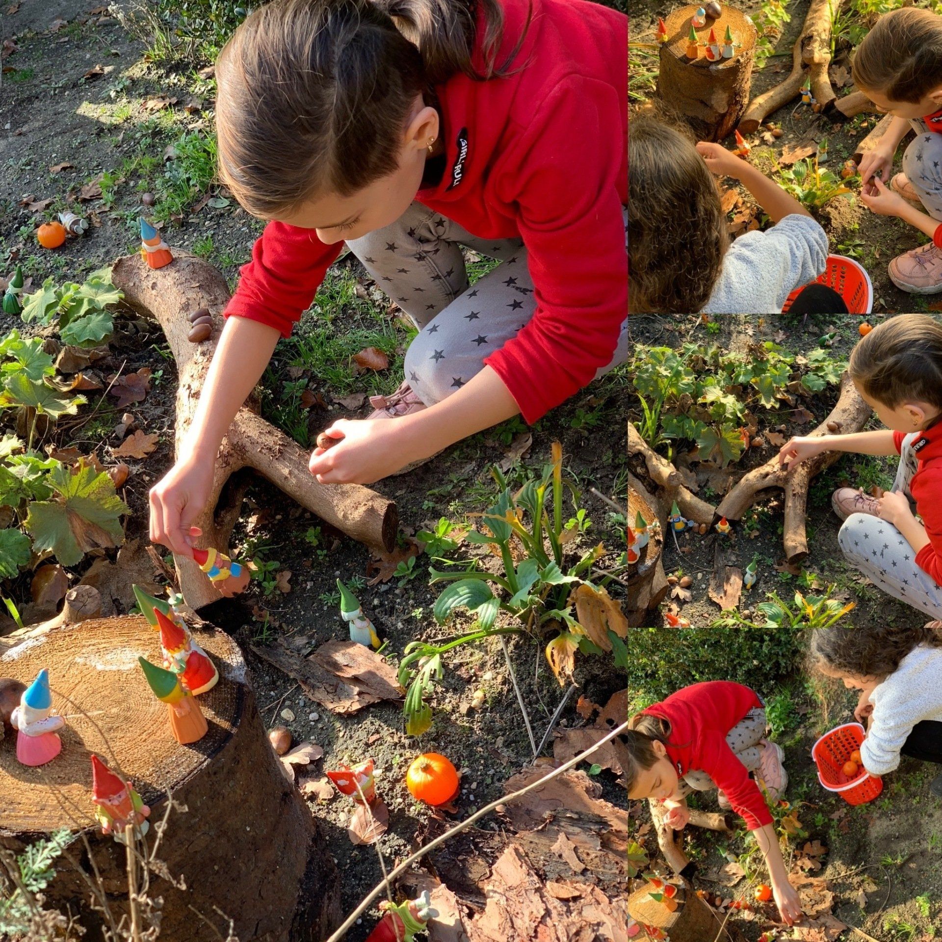 Kinderen buiten in onze kleine moestuin