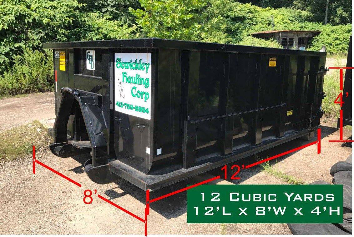 12 Cubic Yards Dumpster — Sewickley, PA — Sewickley Hauling Corp 12 Cubic Yards Dumpster — Sewickley, PA — Sewickley Hauling Corp