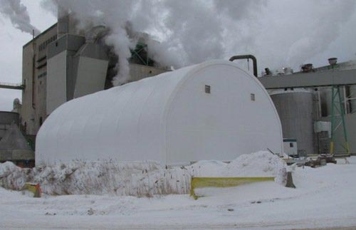 cover-tech inc. 52' x 80' fabric storage building at pulp mill STRAIGHT WALL BUILDINGS