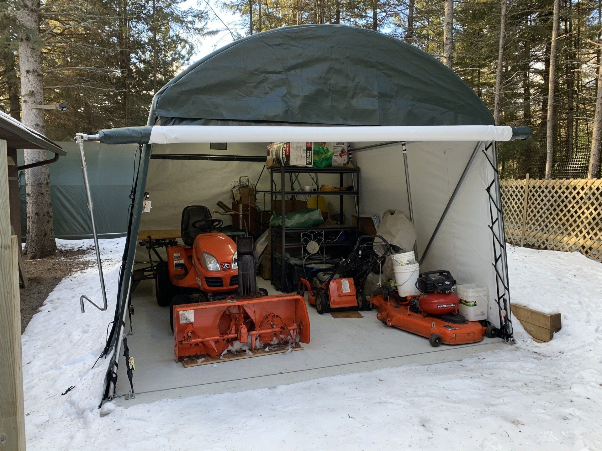 this portable car shelter pic reviews the cover-tech roll up door