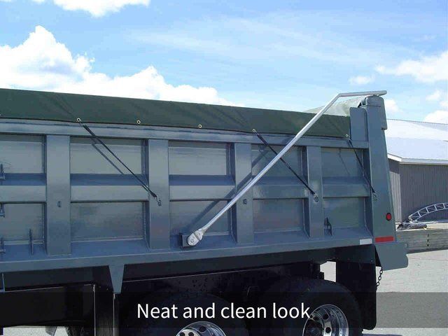 A dump truck has a neat and clean look on it