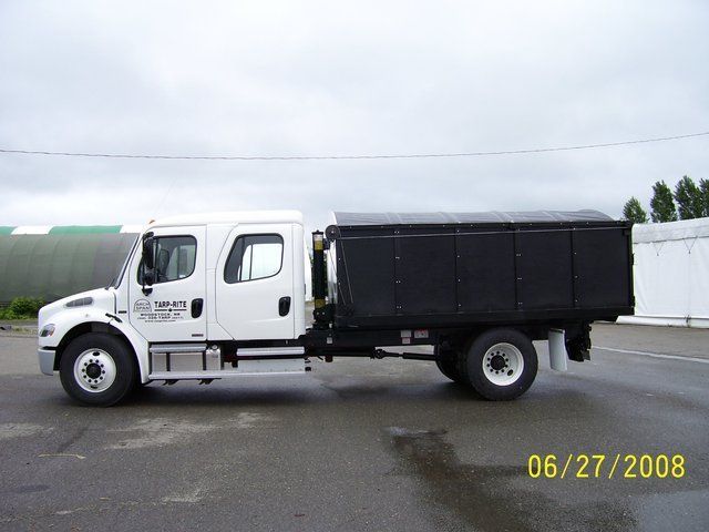 A dump truck is parked in a parking lot on june 27 2008