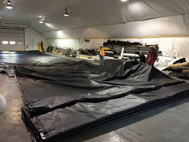Precast insulated curing tarps being manufactured by Cover-Tech