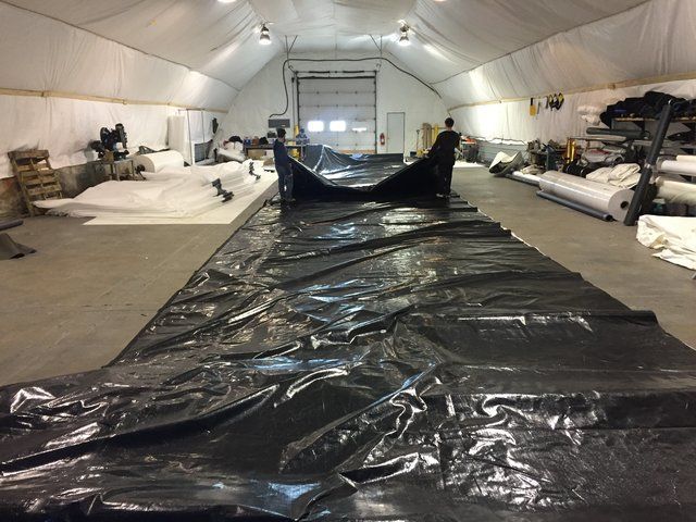 Precast insulated tarps being manufactured by Cover-Tech to cover prestressed concrete.