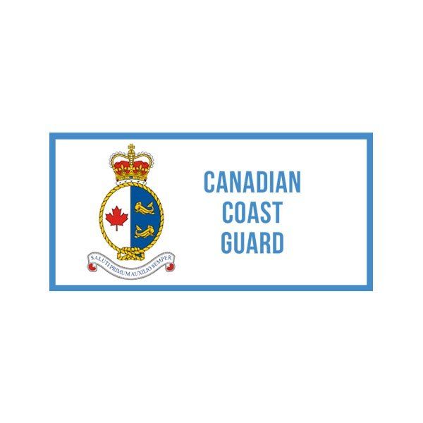 A logo for the canadian coast guard with a coat of arms