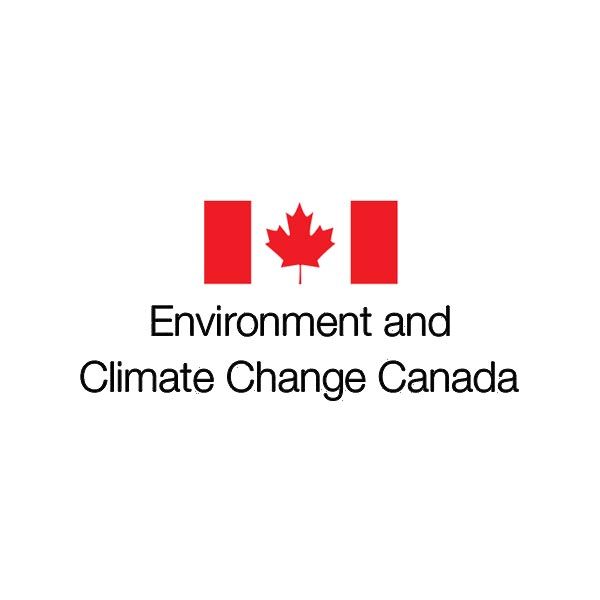 The logo for environment and climate change canada has a maple leaf on it.