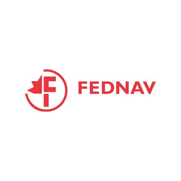 A red logo for fednav on a white background
