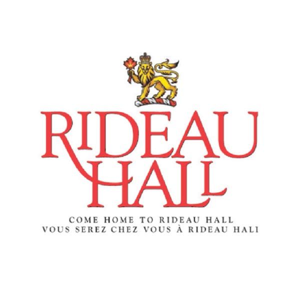 A logo for rideau hall with a lion on it