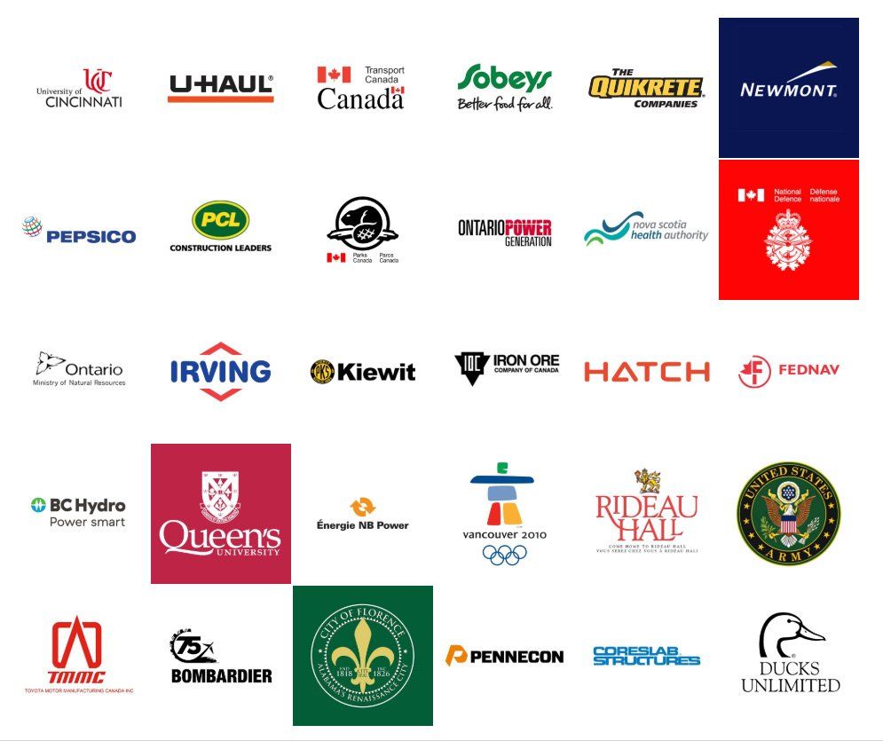 A bunch of logos on a white background including u-haul