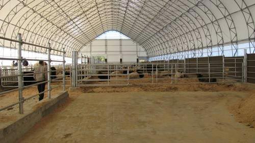 cover-tech inc. 72' x 300' dairy barn GOTHIC FABRIC BUILDINGS
