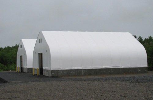 cover-tech inc. 80' x 120' salt storage buildings GOTHIC FABRIC BUILDINGS