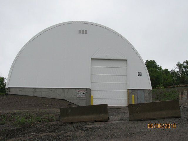 COVER-TECH DOME BUILDINGS fabric buildings 60' x 200' fertilizer storage building
