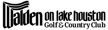 Logo for Walden on Lake Houston Golf & Country Club; black text.