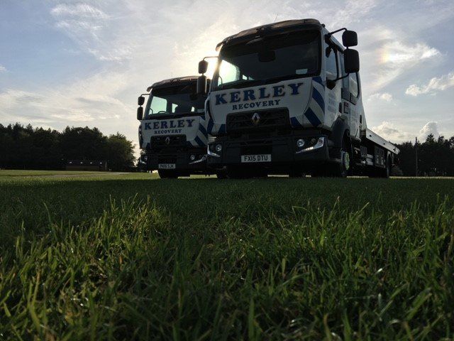 two trucks on lawn