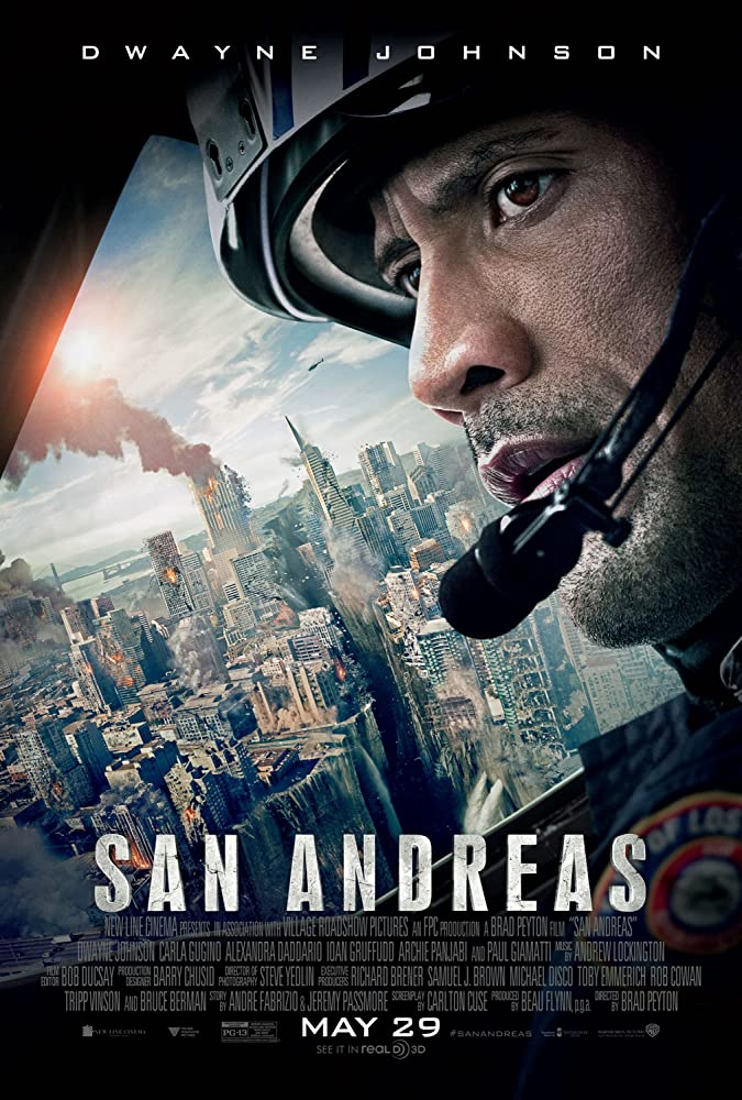 A movie poster for san andreas starring wayne johnson