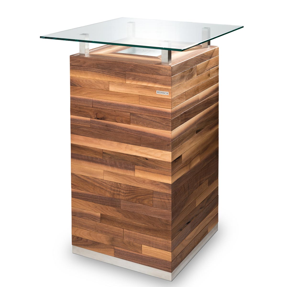 Die Heinisch - Stehtische, Stehtisch mit Beleuchtung und kundenspezialisiertem Text oder Logo, bar-height bistro table with lighting  and customized text or logo, luxury, Möbelmanufaktur, Heinisch Manufactory, modern, customized