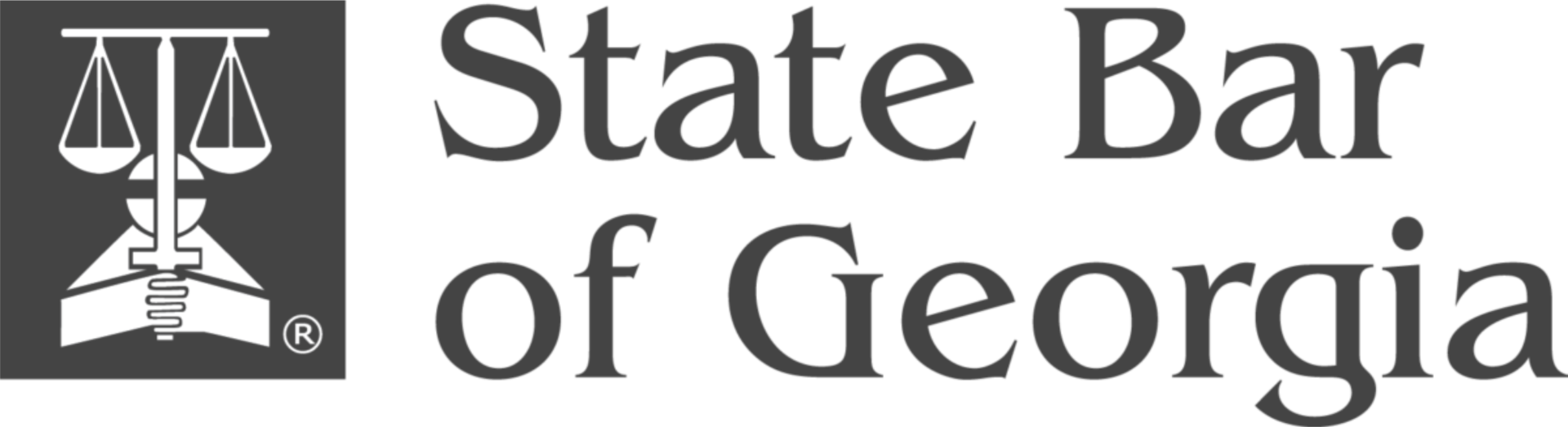 A black and white logo for the state bar of georgia