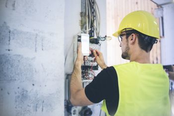 electrician at work on site