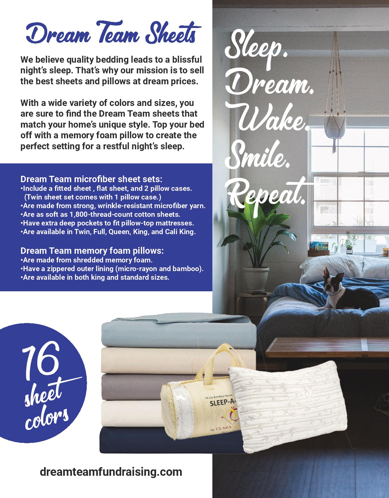 Dream Team Bed Sheet Fundraiser Brochure