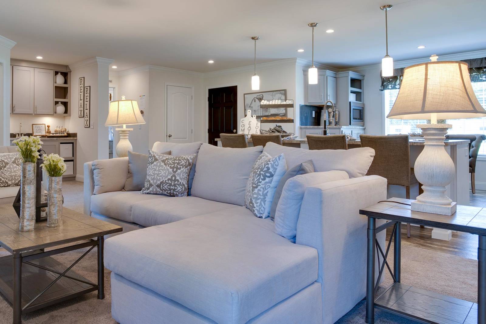 Sectional Sofa with Kitchen in Background