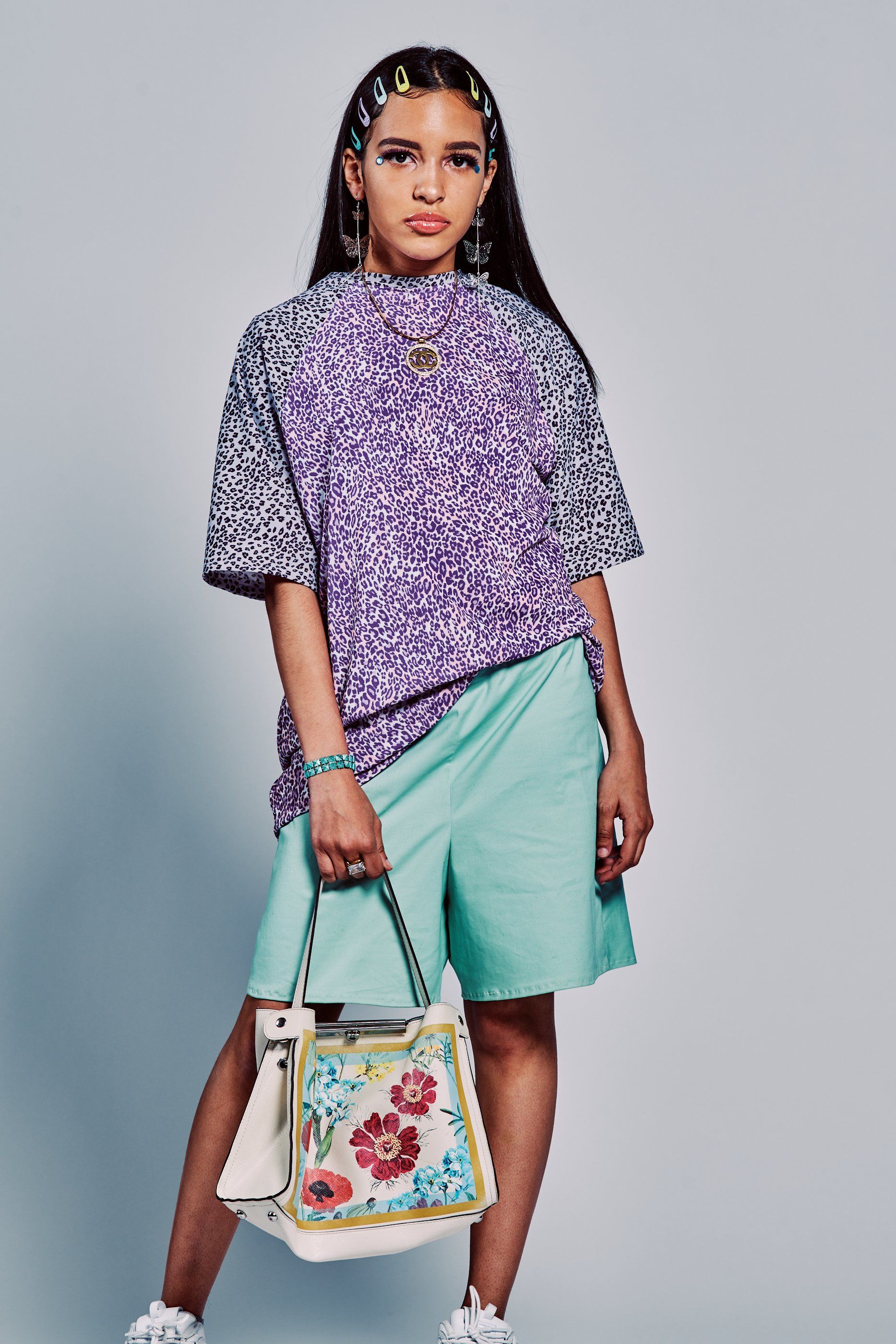 Model in hand-made garment at the 2019 Sustainable Fashion Show at New Design High School