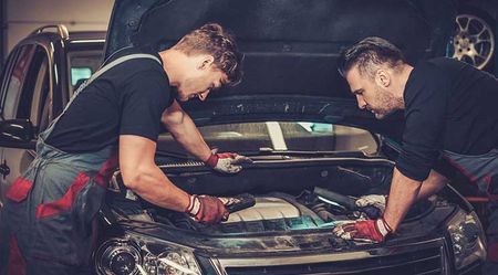 Two Mechanics working on engine — Auto Repair in Rockhampton, QLD Two Mechanics working on engine — Auto Repair in Rockhampton, QLD