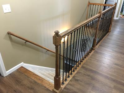 decorative wrought irion baluster leading down stairs