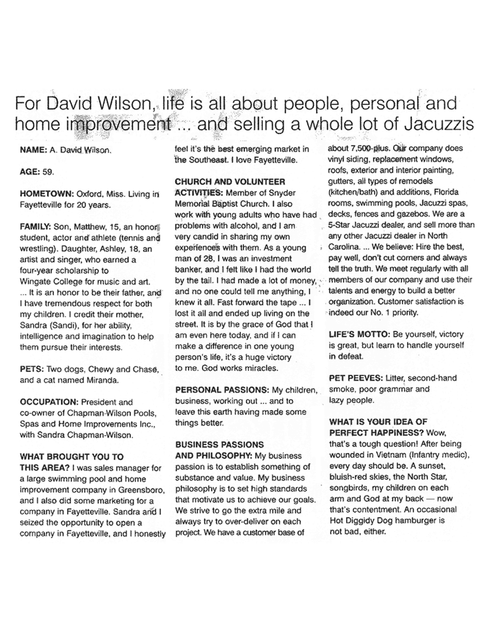 David Wilson bio
