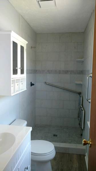 Bathroom with Single Vanity & Walk-in Shower | Bathroom Remodel | Fayetteville, NC