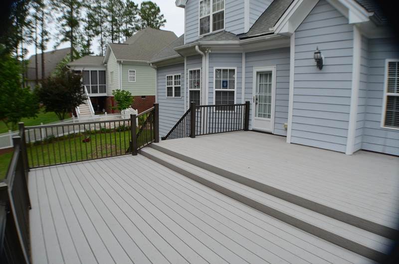 new gray deck with step down to lower portion