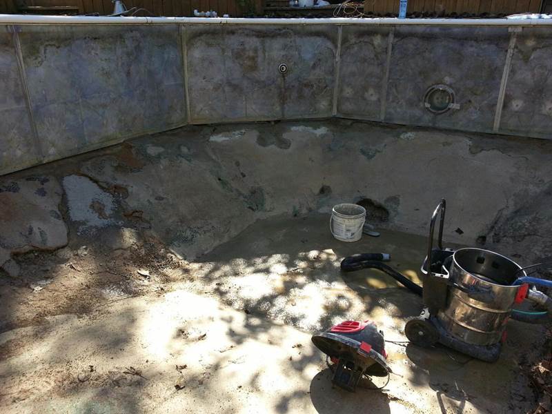 inground pool being repaired