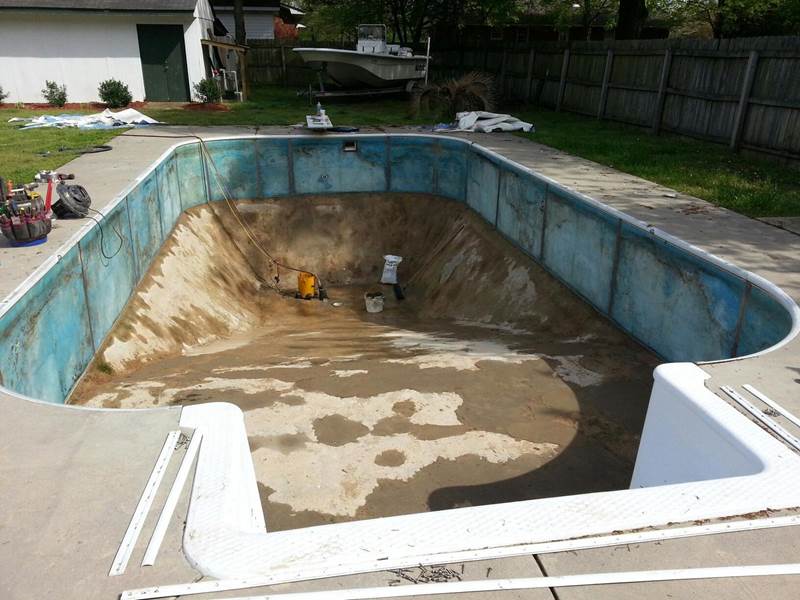 inground pool under repair