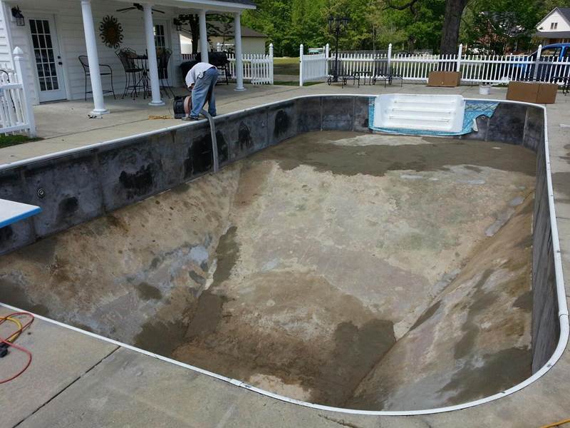 inground pool under repair