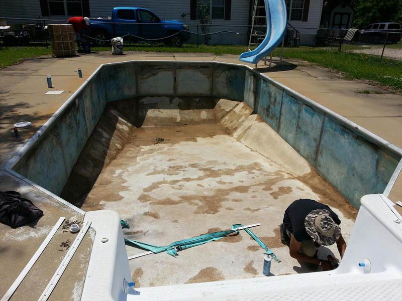 inground pool under repair