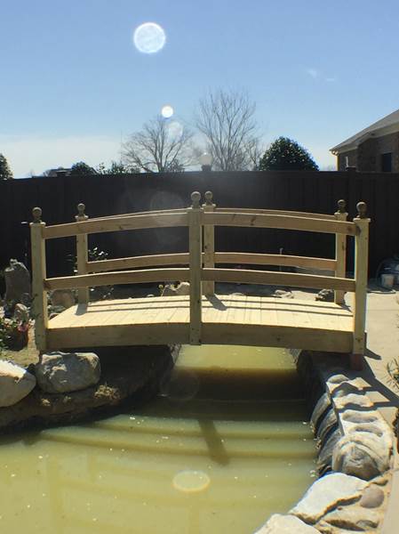 wooden bridge over small stream