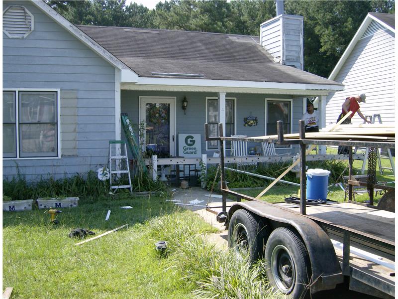 front porch addition under construction