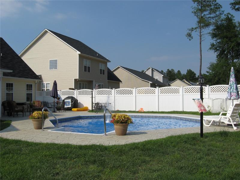 side view of octagon inground pool