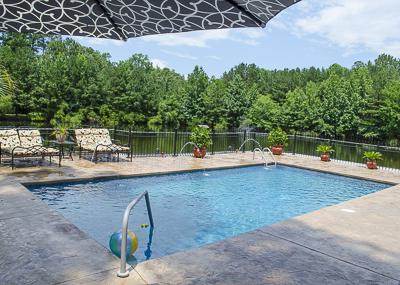 rectangular pool with floating ball