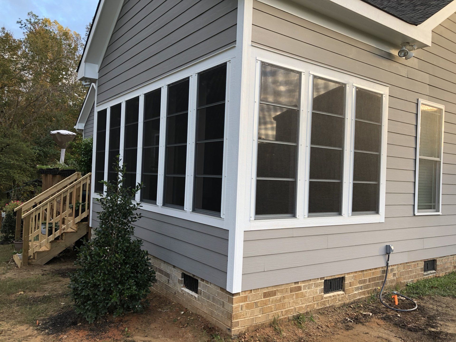 corner view of completed sunroom addition