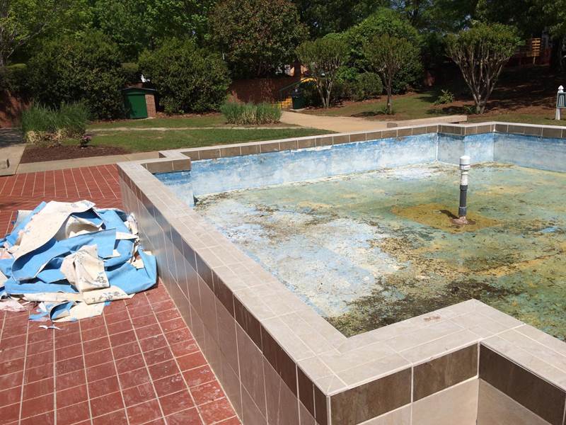 fountain under repair with liner removed