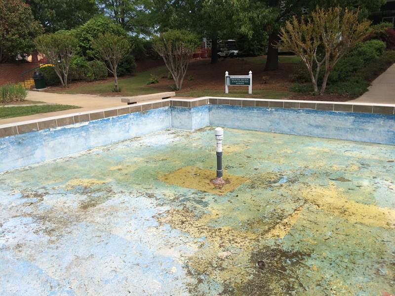 fountain under repair with liner removed