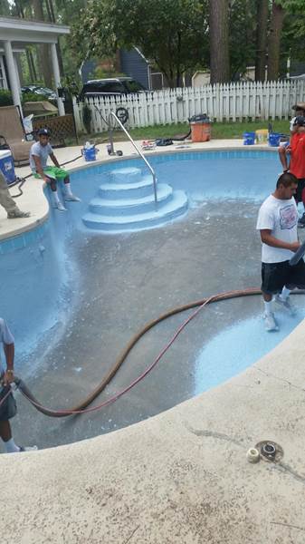 inground pool in process of replastering