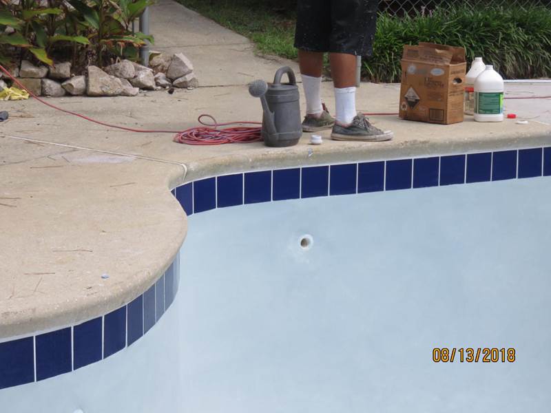 empty inground pool after replaster