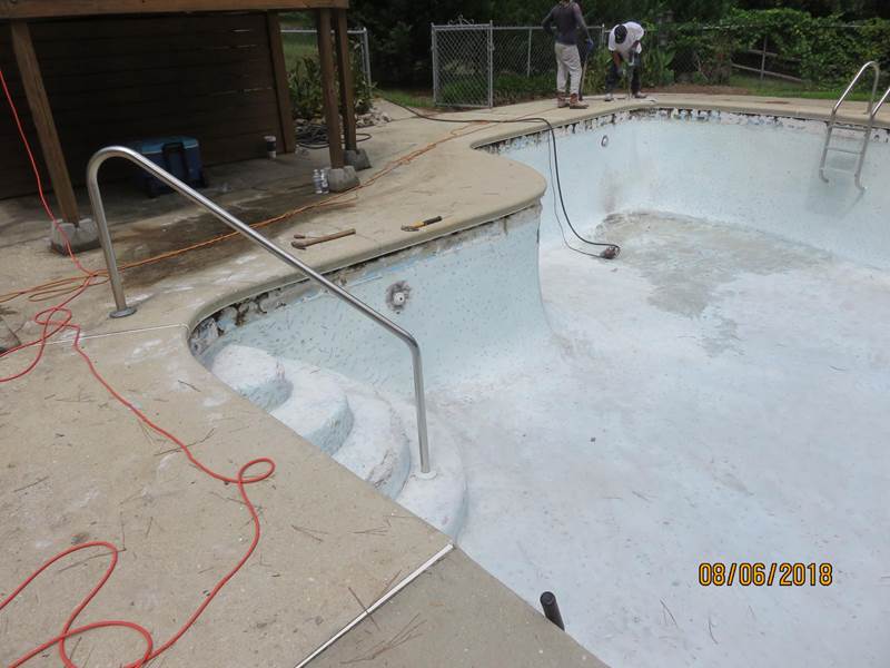 inground pool in process of replastering