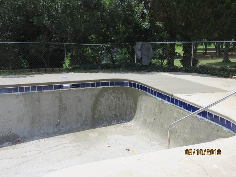 inground pool in process of replastering