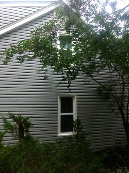 2 small single windows on side of house